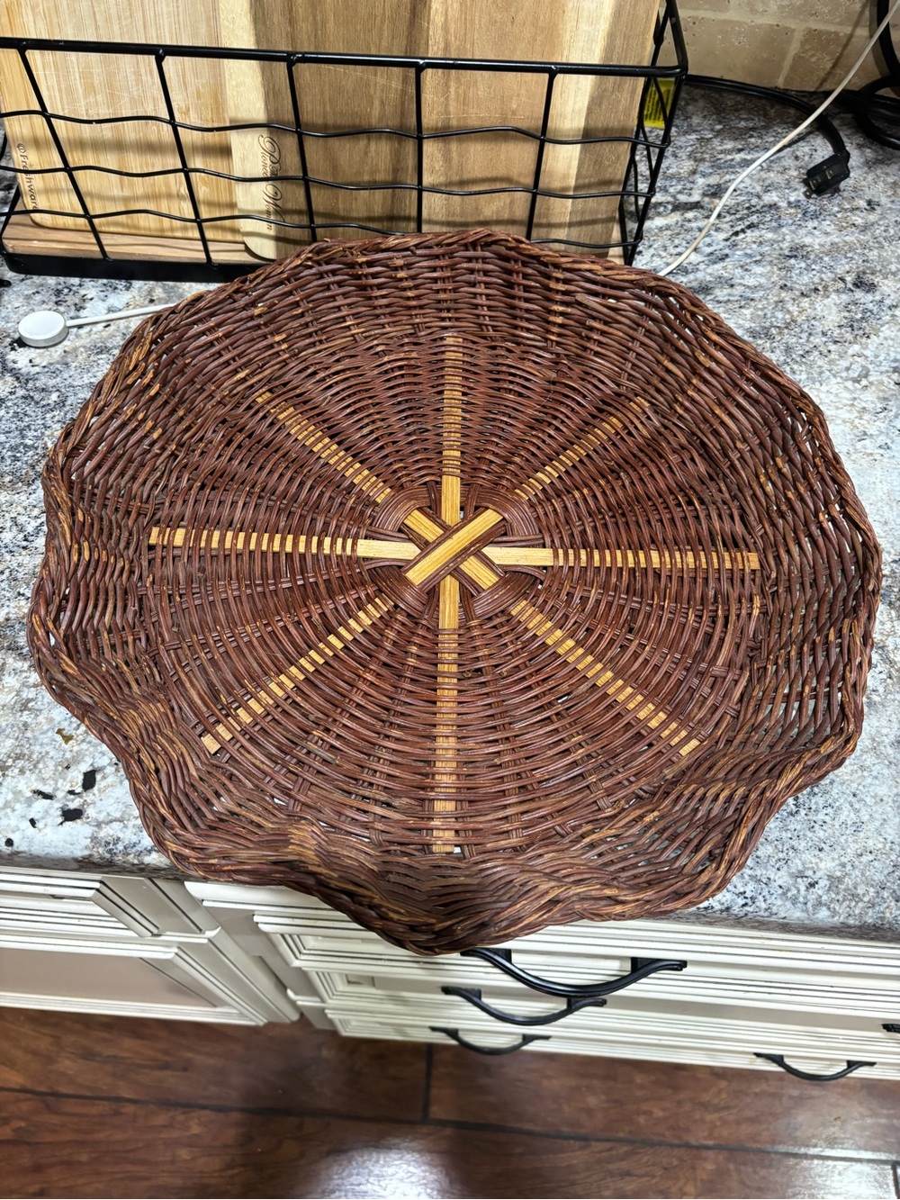 Vintage 16" x 2" Woven Decorative Basket Tray - Brown
